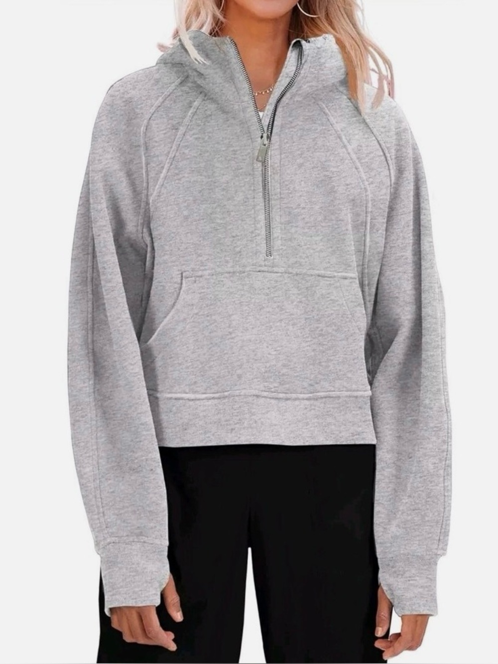Lululemon Scuba Oversized Half-Zip Hoodie XS/S Heathered Light Grey